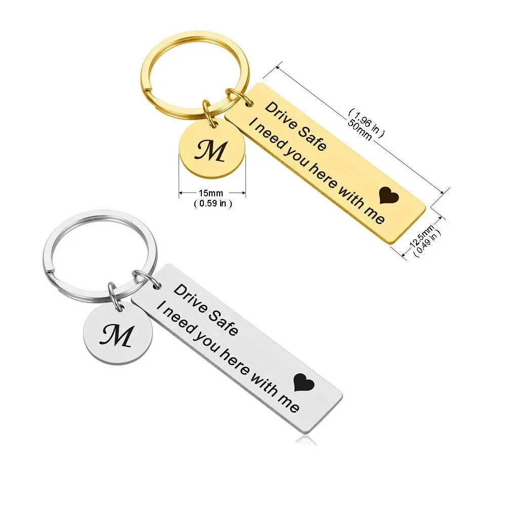 Drive Safe Keychain A-Z 26 Initials Lettering Men Women Boyfriend Husband Key Chain Birthday Christmas Father's Day Gifts