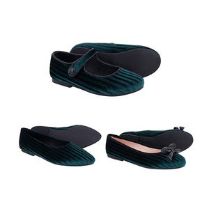 Zapatos Mary <span class=keywords><strong>Jane</strong></span> Planos de Terciopelo para Niñas, Color Verde, Zapatos Mary <span class=keywords><strong>Jane</strong></span> para Mujer, Zapatos a Juego para la Familia - Product Image 1