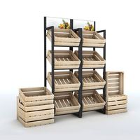 Bedrijf Freshfruitsandgroenten Ijzeren Frame Supermarkt Planken Staan Display Hout Fruit Display Cnlf