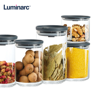 Bocaux de conservation alimentaire <span class=keywords><strong>en</strong></span> <span class=keywords><strong>verre</strong></span> borosilicate <span class=keywords><strong>Luminarc</strong></span> 0,5L/0,75L/1L <span class=keywords><strong>avec</strong></span> couvercles hermétiques, contenants de cuisine pour épices, desserts, fruits secs - Product Image 1