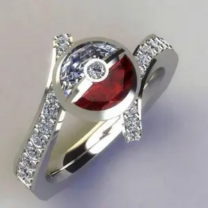 New Fashion Crystal Small Zircon Stone Ring Ball Ring Vintage Wedding Rings Cute Female for Women Silver Color Red Opp Bag 5 Pcs