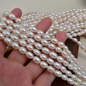 Perles de riz blanches naturelles d'eau douce de 6 mm, économiques, perles en vrac pour la fabrication de bijoux faits main, accessoires de bricolage - Product Image 2