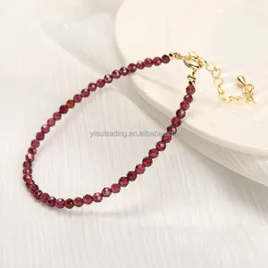 Wholesale Seed Beads Garnet Quartz Tourmaline Gemstone Faceted Round Adjustable Bracelet Women Jewelry Fashion Collection