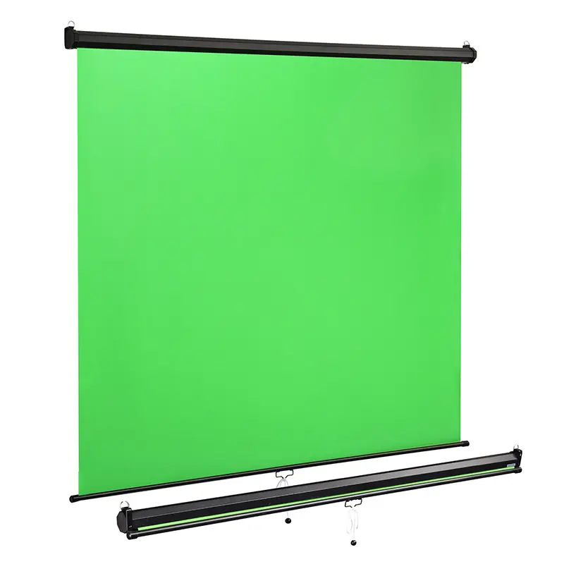 2*1.8M Retractable Green Screen Collapsible Backdrop Chromakey Wall Ceiling Mount Pull Down Background Green Live Stream Video