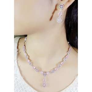 Gold Plated AD Stone Choker <b>Necklace</b> <b>Set</b> with Maangtikka | Best <b>Wedding</b> Jewelry for <b>Wedding</b> Engagement and Anniversary - Product Image 1