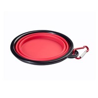 Bol pliable en silicone pour animaux de compagnie, bol portable pour chien, bol pliable léger pour l'alimentation en extérieur avec mousqueton pour la vente en gros