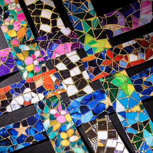 <span class=keywords><strong>1</strong></span> rouleau de ruban adhésif de la série Colorful Brick Fragments, ruban estampé à chaud avec motifs de briques colorées pour bullet journal DIY - Product Image 4