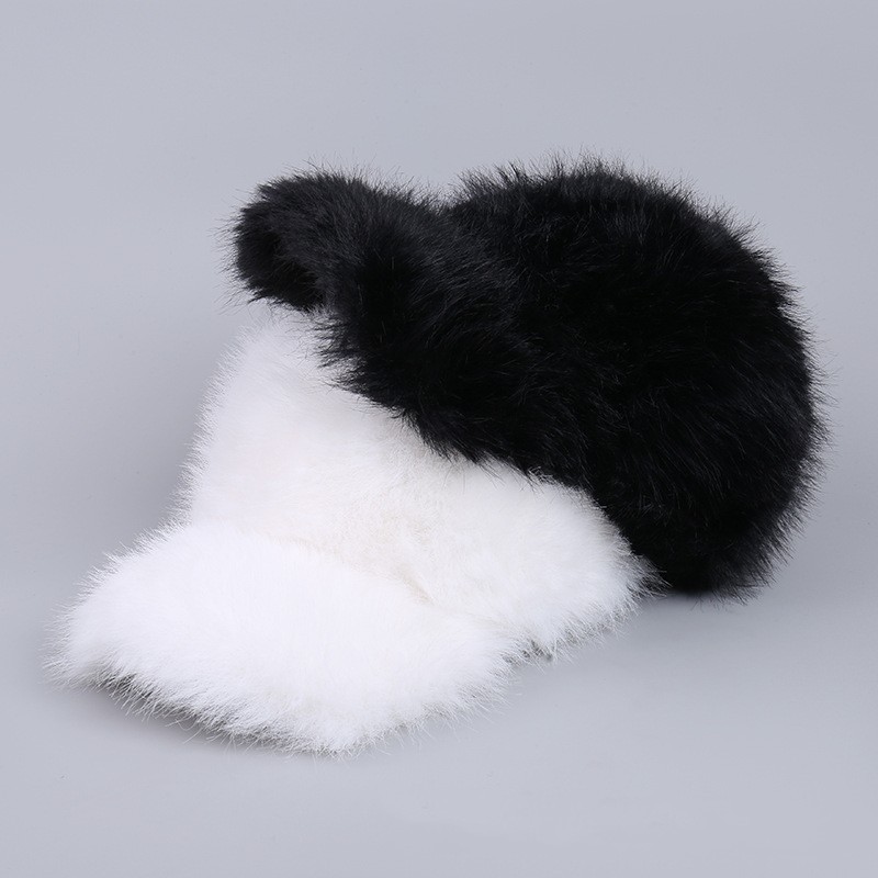 Winter Fur Baseball Cap Black / White Amazon.com: Suhine 2 Pcs Winter Hat for Men with Visor Warm  main image 3