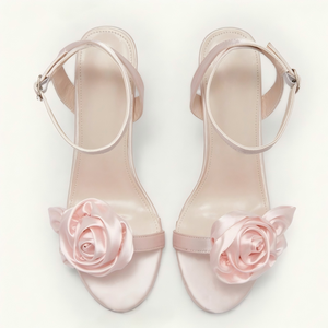 Sandali da Donna Rosa Chiaro in Raso con Cinturino alla Caviglia, <span class=keywords><strong>Tacco</strong></span> <span class=keywords><strong>a</strong></span> Spillo 9cm, Punta Rotonda, Rosa 3D, Eleganti Scarpe da Sposa per Cerimonia, Vendita all'Ingrosso - Product Image 3
