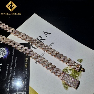 Hot Selling Prong-Set Micro Pave cuban link <b>chain</b> rose gold 10mm wide Full <b>Iced</b> <b>Out</b> moissanite cuban link <b>chain</b> gra certified - Product Image 4