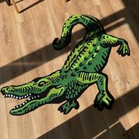 Tapis en forme de tigre de taille personnalisée pour le salon, tapis en laine verte pour adulte imprimé animaux fantaisie pour couloir chambre ou porte décor