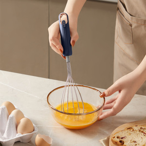 Egg Beaters Manual Whisk Stainless Steel Blue Gold Handle For Mixing Eggs Kitchen Tool - Product Image 1