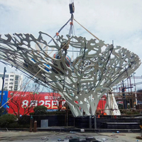 Arbre en forme d'arbre, Sculpture en acier inoxydable avec feuille creuse, scène colorée, meilleure vente 2022