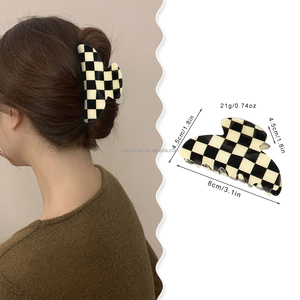 RUICHEN moderna pinza geometrica per capelli accessori per capelli da donna realizzati con disegno <span class=keywords><strong>a</strong></span> scacchiera in acetato - Product Image 2