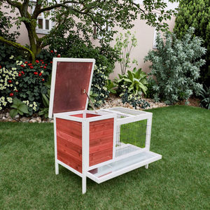 SHUNDA SDR011 Maison pour animaux de compagnie en bois écologique avec motif imprimé pour utilisation en intérieur/extérieur Cage et enclos pour lapins pour petits animaux - Product Image 1