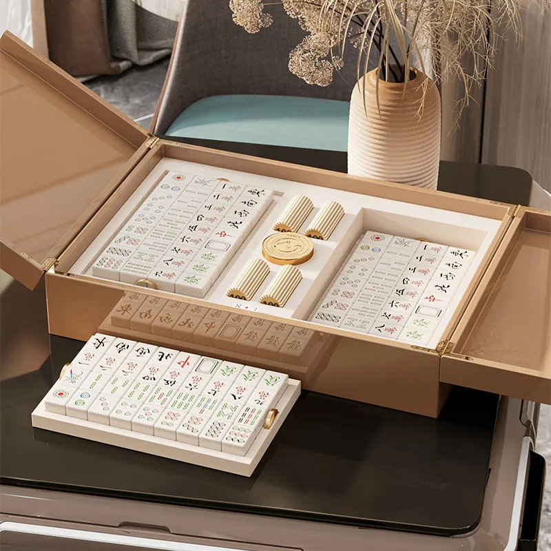 China luxo personalizado mahjong com caixa de madeira 144 mahjong conjunto madeira mahjong presente caso caixa majiang caixa majiang conjunto
