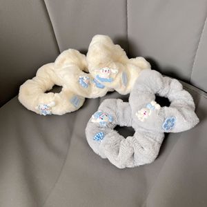 Enfants mignon dessin animé élastique bandeau de cheveux pour enfants bleu et blanc élastique en peluche queues de cheval filles douces chouchous mignons - Product Image 3