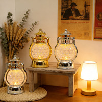 Lanterne LED en Cristal Vintage, Bougeoirs et Bocaux Électriques Or Blanc Écologiques, Lampe de Table pour Décoration de Noël
