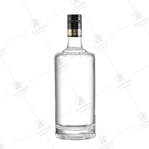 Personnalisé 200ml 375ml 500ml 750ml 1000ml Bouteille transparente ronde vide silex verre liqueur vin whisky <span class=keywords><strong>vodka</strong></span> tequila avec couvercle en liège - Product Image 1