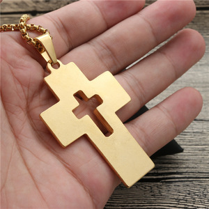 Collier avec pendentif croix, mode, alliage de zinc doré, bijoux unisexes, cadeau, origine Guangzhou - Product Image 4