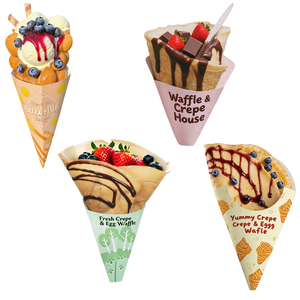Cônes pour frites Churro boîte de papier de crème glacée boîte de gaufre d'oeuf conique crêpe boîte de papier de crème glacée manchon de papier - Product Image 1