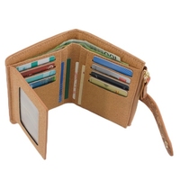Dompet Kork Dicetak Kustom dengan Slot Kartu Identitas Penutup Zipper Dompet Pendek untuk Wanita Grosir Besar