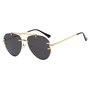Gafas de Sol Unisex de Alta Calidad con Marco Metálico Cuadrado sin Montura, Color Marrón/Azul, Protección UV400, Logotipo Personalizado, MOQ Bajo, Diseño Moderno - Product Image 1