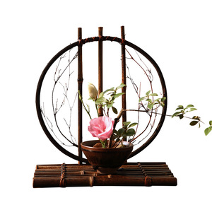 Jarrón de Bambú Luna Llena, Redondo, Estilo Zen, Decorativo, Accesorio para la Ceremonia del Té en el Hogar - Product Image 5
