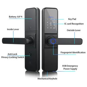 Modern Fingerprint Keypad IC Card 5050 Mortise Smart Lock Door Home Entry Panel Aluminum Alloy Electric Door Lock Smart
