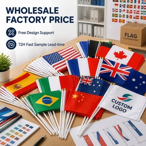 Drapeau de Australie miniature professionnel 14x21cm pour agiter à la main, idéal pour les sports de plein air, avec mât en plastique et logo personnalisé imprimé - Product Image 5