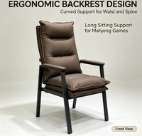Chaise de mahjong à double coussin d'air ergonomique à dossier haut avec cadre en métal