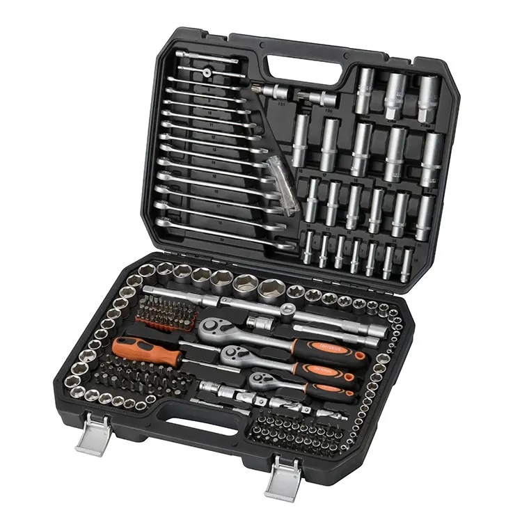 KAFUWELL 215pcs Professional Universal CRV Hand Tools Sets Combination Mechanics Tools Set Socket Ratchet Wrench Set