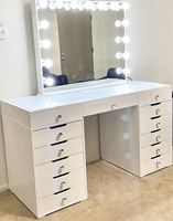 Docarelife pour la chambre à coucher, table de maquillage avec miroir éclairé, interrupteur tactile, en bois, pour la maison ou l'hôtel