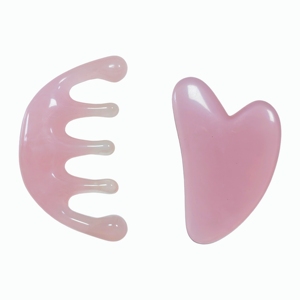 Set de 2 Piezas: Peine de Resina para Masaje del Cuero Cabelludo y Tabla Gua Sha Irregular, Herramientas de Belleza y Cuidado de la Piel - Product Image 1