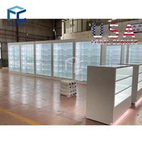 Toko merokok Modern gelas farmasi Vitrine Display menampilkan lemari laci rokok Tempat pajangan dinding untuk toko asap