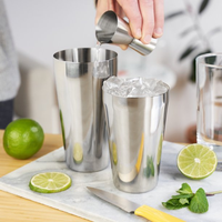 Kit de Barman en Bois de Bambou Creation Factory - Offre Spéciale - Shaker à Cocktails Boston en Acier Inoxydable - Ensemble Coctelera pour Barman