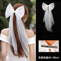 55 cm perle chaude strass voiles de mariée mariage arc voile pinces à cheveux mariée cheveux accessoires
