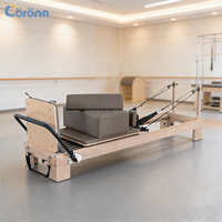 Ensemble de Reformer Pilates en bois de chêne et d'érable pour studio de yoga, fitness professionnel, musculation et équilibre
