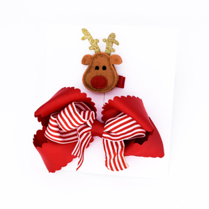 2020 Navidad alce 2 en 1 Niños Accesorios para el pelo de tejer grogrén (ligamento tafetán cinta de pelo clips - Product Image 5