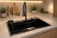 304 SS multifonction noir sous-montage moderne cascade éviers de cuisine intelligents en acier inoxydable moderne évier de cuisine extractible