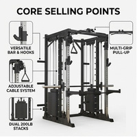 Rack de musculation commercial à vente chaude, cage multifonctionnelle, machine Smith, salle de sport à domicile, utilisation intérieure unisexe, entraîneur de croisement de câbles