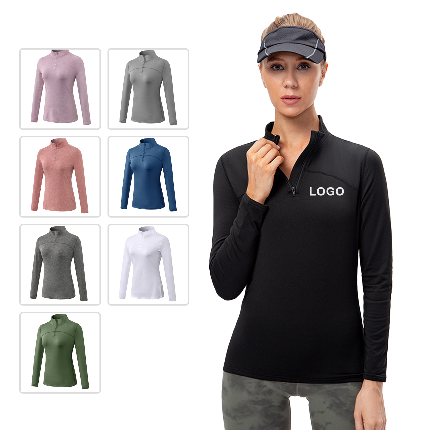Long Sleeve Women Standing Neck Half Zipper T Shirt Quick Dry Fitness Clothing Yoga Wear Yoga Clothes
