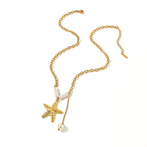 Collar de Perlas con Estrella de Mar Chapado en Oro, Estilo Europeo, para Uso Diario - Product Image 4