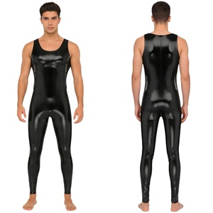 Mens Metallic Unitard Shiny Spandex Sleeveless Catsuit Dance Wear Gymnastics Stage Performance Cosplay <b>Bodysuit</b> Custom - Product Image 5