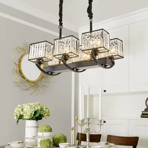 Zeal Lighting Rectangle Indoor Pendant Black LED Hanging Light Black <b>Crystal</b> <b>Chandelier</b> Light - Product Image 1
