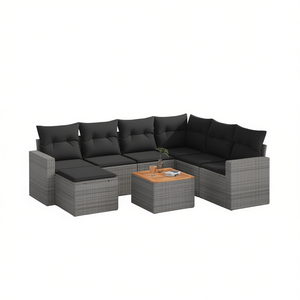 Grey Pe Rattan Modular Garden <b>Sofa</b> <b>Set</b> With High Density Foam Cushions For Outdoor Patio Use - Product Image 1