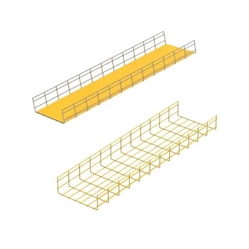 カスタマイズされたオーガナイザー電気ワイヤーチャンネルバスケットケーブル管理トレイ450mm亜鉛メッキワイヤーメッシュトレイケーブル