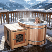 Baignoire de glace en cèdre rouge 304SS, acier inoxydable, taille personnalisée directement de l'usine, spa extérieur avec refroidisseur, ovale 50-59 gal, 2 personnes