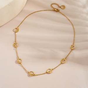 Collana da Donna 2026 con <span class=keywords><strong>Lettera</strong></span> <span class=keywords><strong>F</strong></span> in Acciaio Inossidabile Placcato Oro, Catena Rotonda, Best Seller - Product Image 3