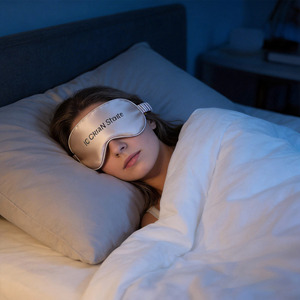 Masque <span class=keywords><strong>de</strong></span> sommeil en soie personnalisé avec logo, occultation totale, doux <span class=keywords><strong>et</strong></span> confortable, cadeau promotionnel pour voyages, événements professionnels, faible MOQ - Product Image 5